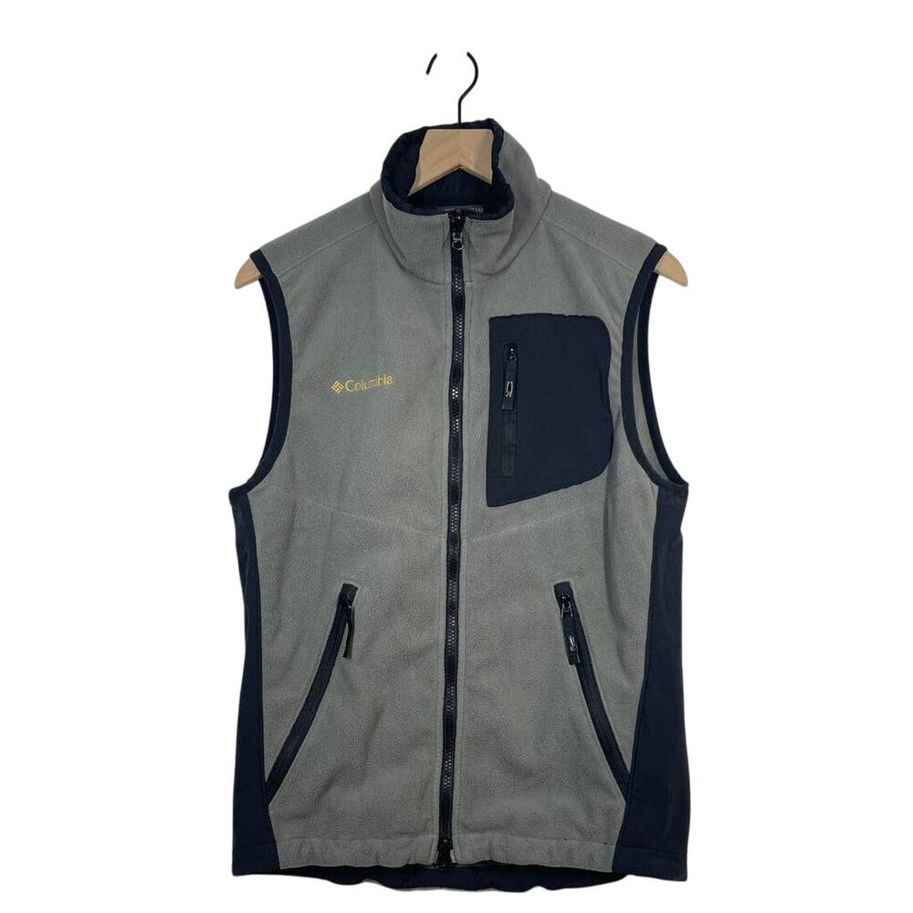 Columbia Titanium Interchange Fleece Gray Stretch Zip Pockets Vest Men's Small